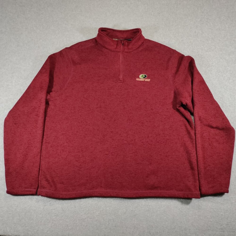 Mossy Oak Sweater Mens XXL Red 1/4 Zip Pullover Long Sleeve Fleece